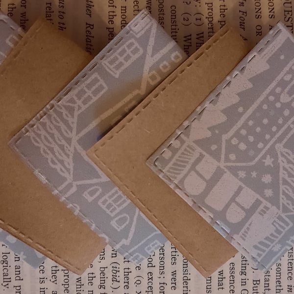 Set of Five Hand-Folded Paper Corner Bookmarks – House Detail Design