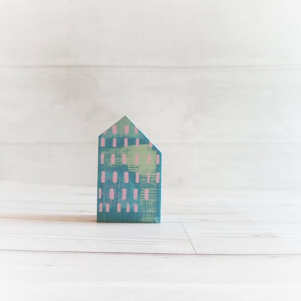 Miniature Wooden House, Little Painted House, House Ornament