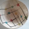 Ceramic pottery bowl hand made with a cheerful check pattern. Seconds Sunday