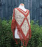 Rust and Beige Mix Crochet Poncho - Design A542 - Image 6