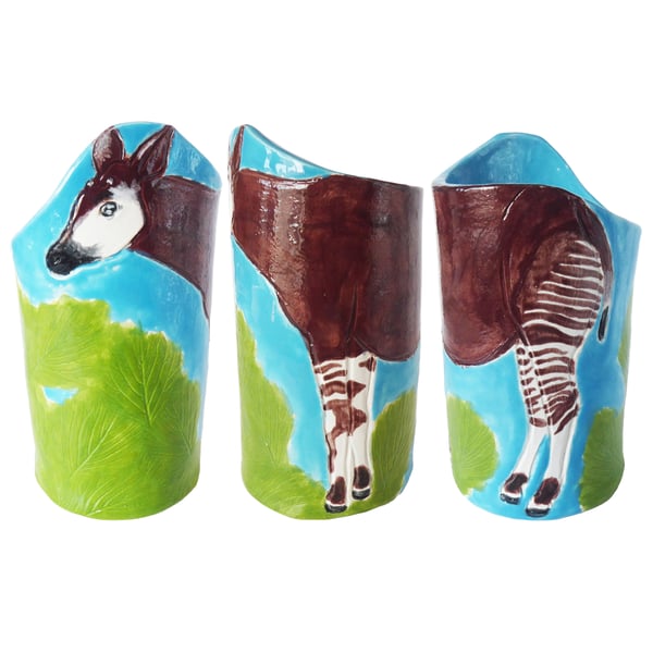 Okapi Ceramic Pot - Hand Built from Earthenware Clay