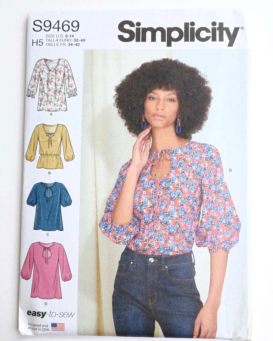 Dressmaking pattern - Simplicity S9469 Misses Tops multi size 
