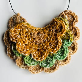 Handmade crochet lace bib necklace