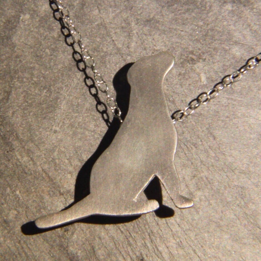 Labrador Retriever Dog Silhouette Sterling Silver Necklace Pendant