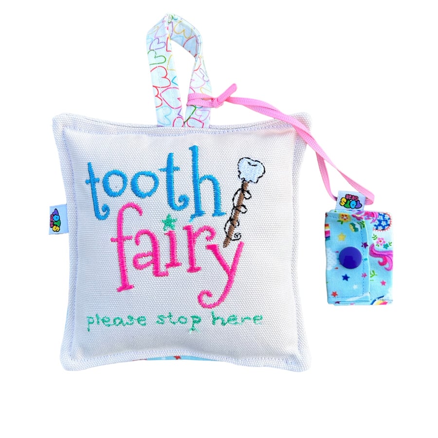 Light pink Tooth Fairy Pocket Cushion with mini Tooth Purse