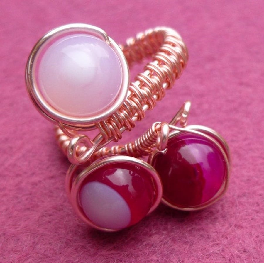 Red Agate Adjustable Ring, Semi Precious Ring, Gift for Mum, Gift for Friend