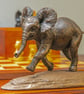 Playing Baby Elephant Animal Statue Small Bronze Resin Sculpture - Image 9
