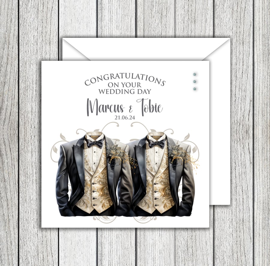 Personalised Wedding Day Card Mr and Mr Same Sex Gay & Civil 
