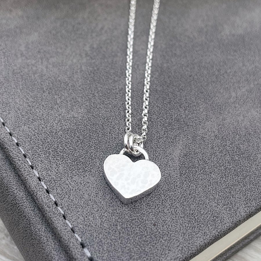 Sterling silver solid heart necklace
