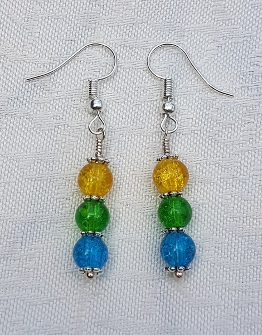 Gorgeous Yellow Spectrum Earrings - Silver tone No13