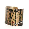 Forest floor cuff bronze - print from an original linocut