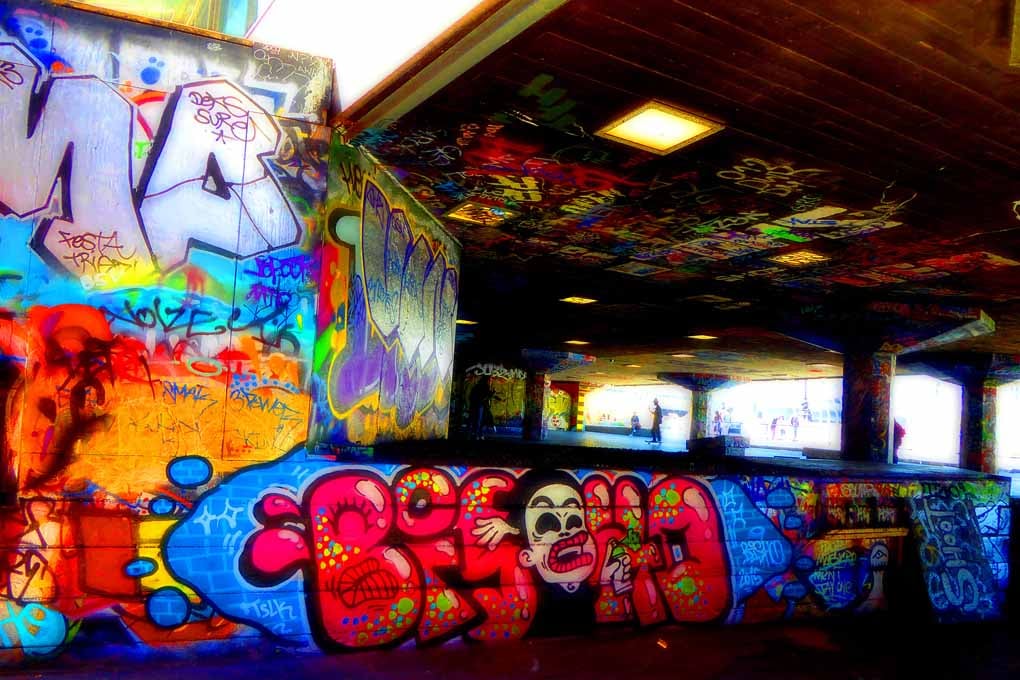 Southbank Skate Park Graffiti Street Art London 18"x12" Print