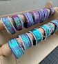 Boho Denim mermaid  sequin  bracelet cuff 