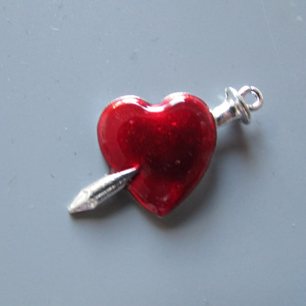 Silver Heart with Dagger Tibetan Jewellery Charm