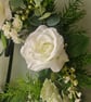 Handmade White Rose Wreath,Classic Ivory and Cream Roses, Lush Greenery, Gypsoph - Image 4
