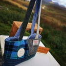 Harris Tweed patchwork shopper bag woth handmade button