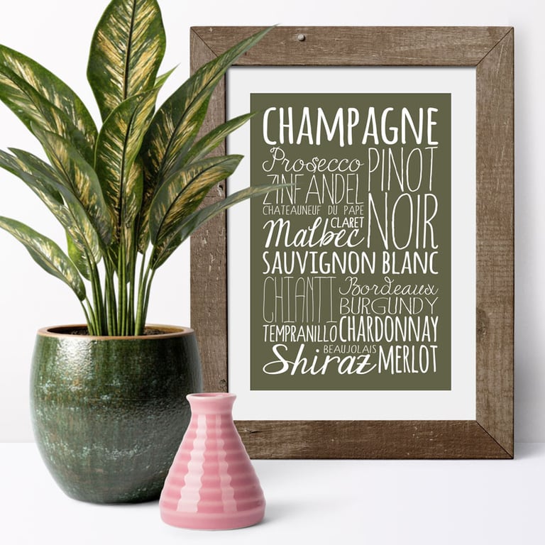 Wine Lover Word Theme Print - any colour