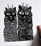 Discombobulated - cat lino print