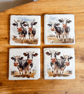 Funny Cows Decoupaged Slate Coasters Set of 4