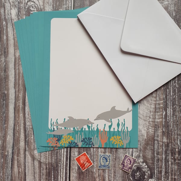Whale and Dolphin A5 Writing Paper Set