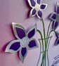 Get well card, vase of purple,  silver flowers Perfectly imperfect floral card. - Image 3