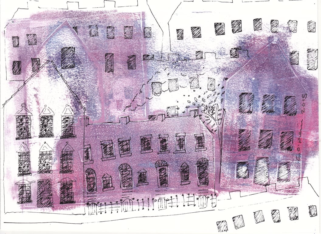 Pink Town - Geli Print - Monoprint