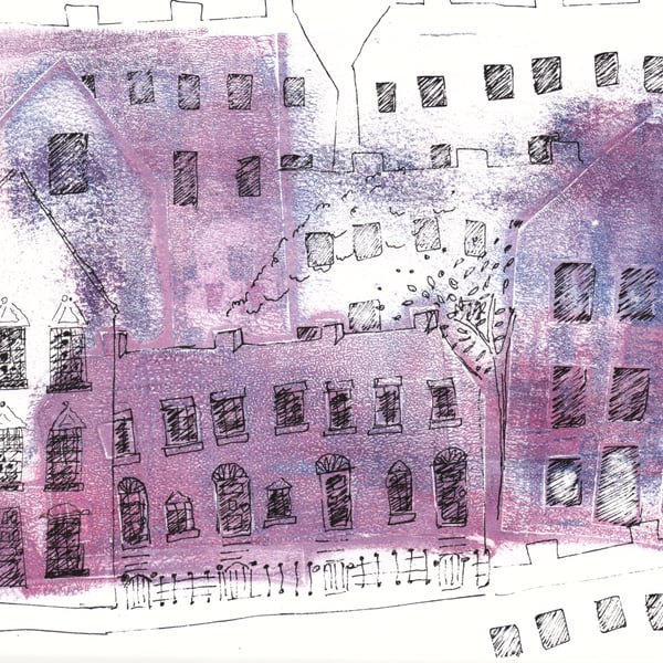Pink Town - Geli Print - Monoprint