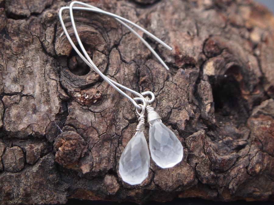 Rock crystal silver drop earrings