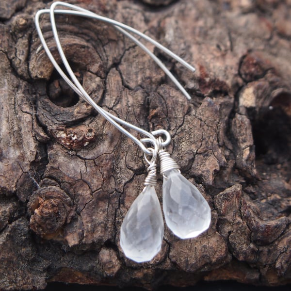 Rock crystal silver drop earrings