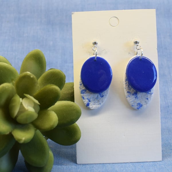 Marbled Oval Drop Earrings