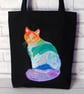 Cat Tote Bag, craft bag, Embroidered - Image 1