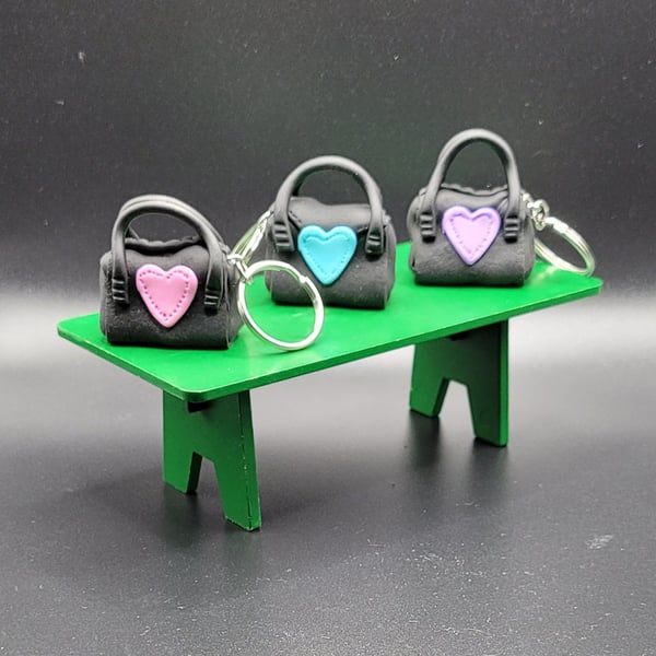 Polymer clay handbag keyring 112 scale miniature novelty gift