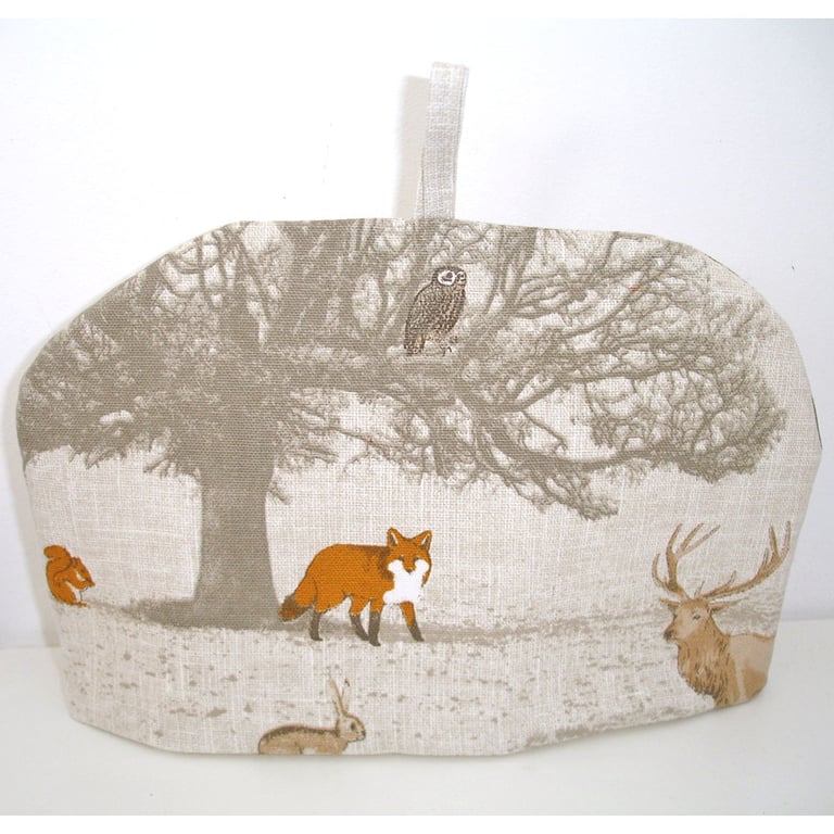 Tea Cosy For A Small Stump Teapot Stag Fox Deer Owl Wildlife