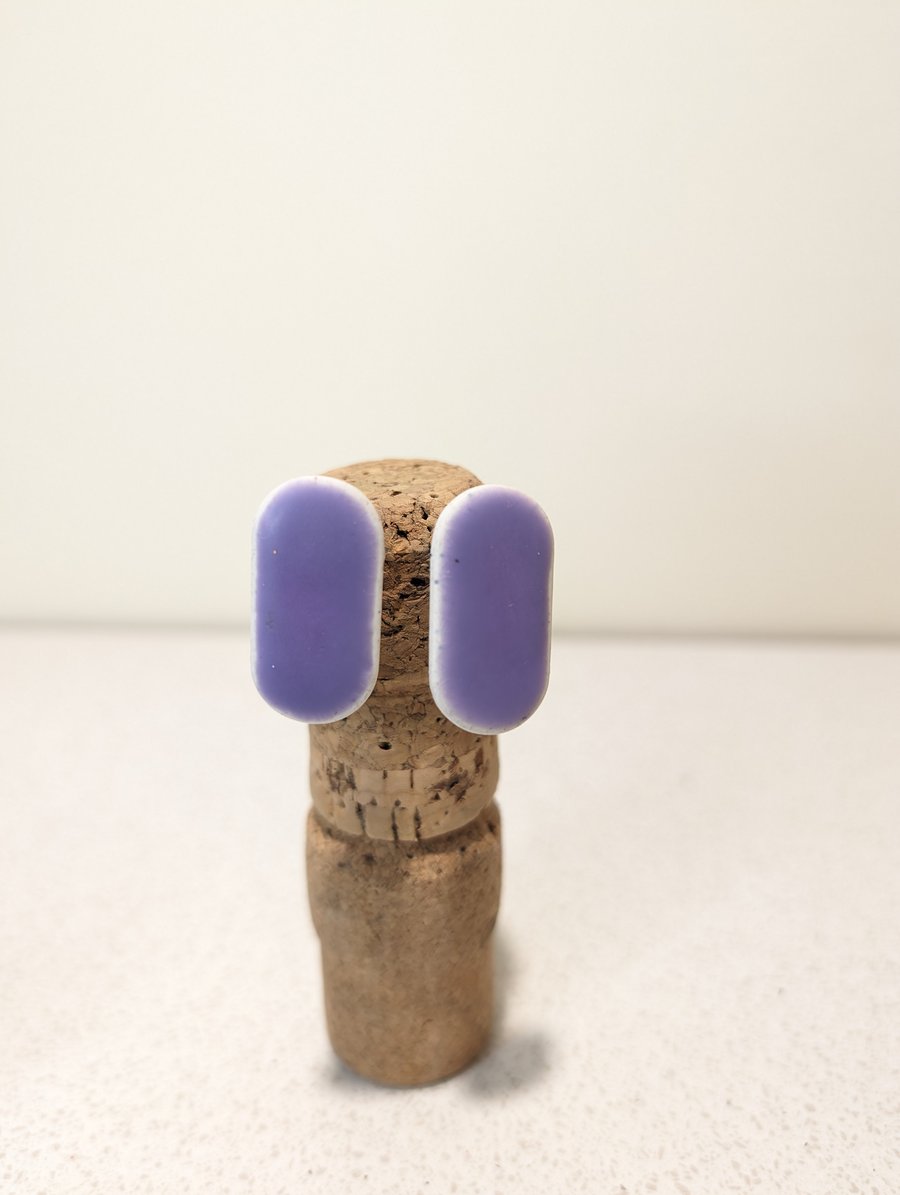 Faux ceramic purple pill stud earrings 