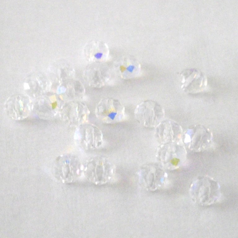 40 x Clear Faceted AB Crystal Rondelle Beads