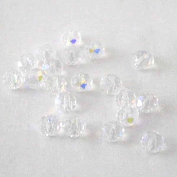 40 x Clear Faceted AB Crystal Rondelle Beads