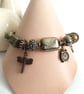 Steampunk beaded charm bracelet, pyrite mookite & Tigers eye - Image 3