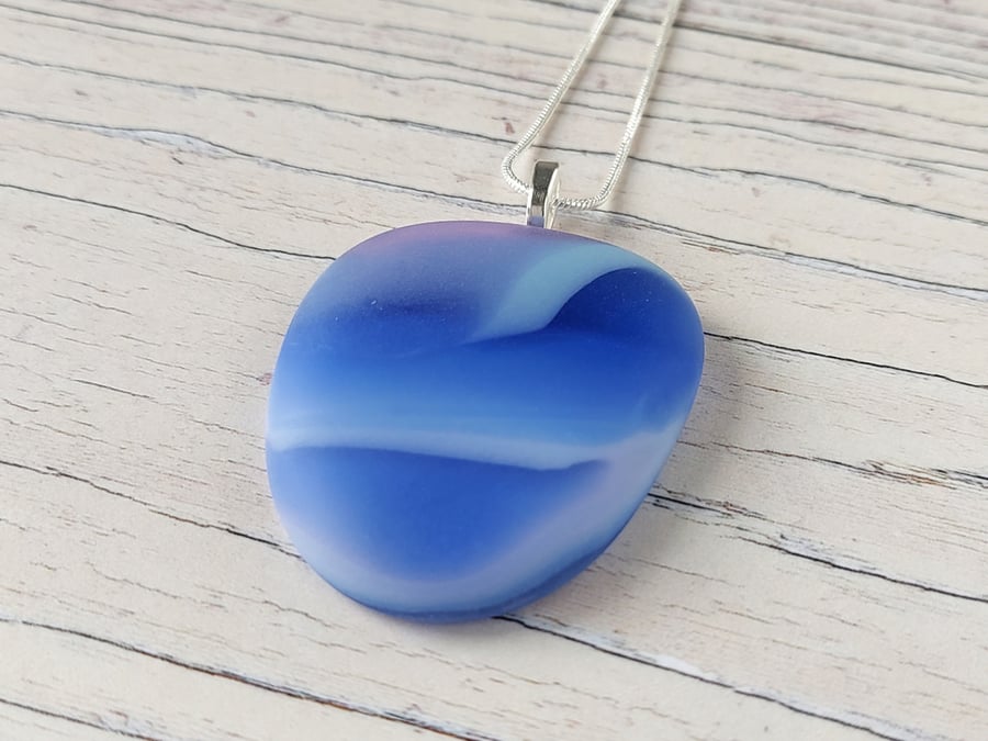Periwinkle blue fused glass pendant