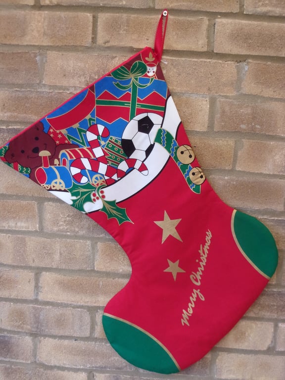 Christmas Stocking with Toys and Footballs
