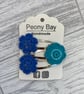 Set of 3 flower hair clips, girls hair slides in blue - Image 5