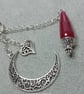 Filigree Moon & Garnet Bag Charm - Image 3