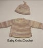 Knitted Baby Crossover Cardigan and Hat 0-3 Months 
