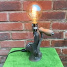 Cast Iron Table Lamp, Repurposed 1950s Kenrick Meat Grinder