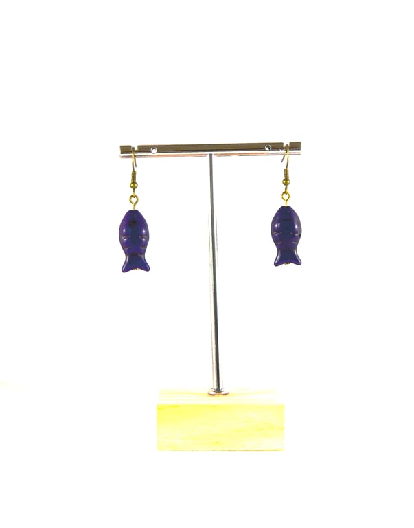 Purple fish earrings