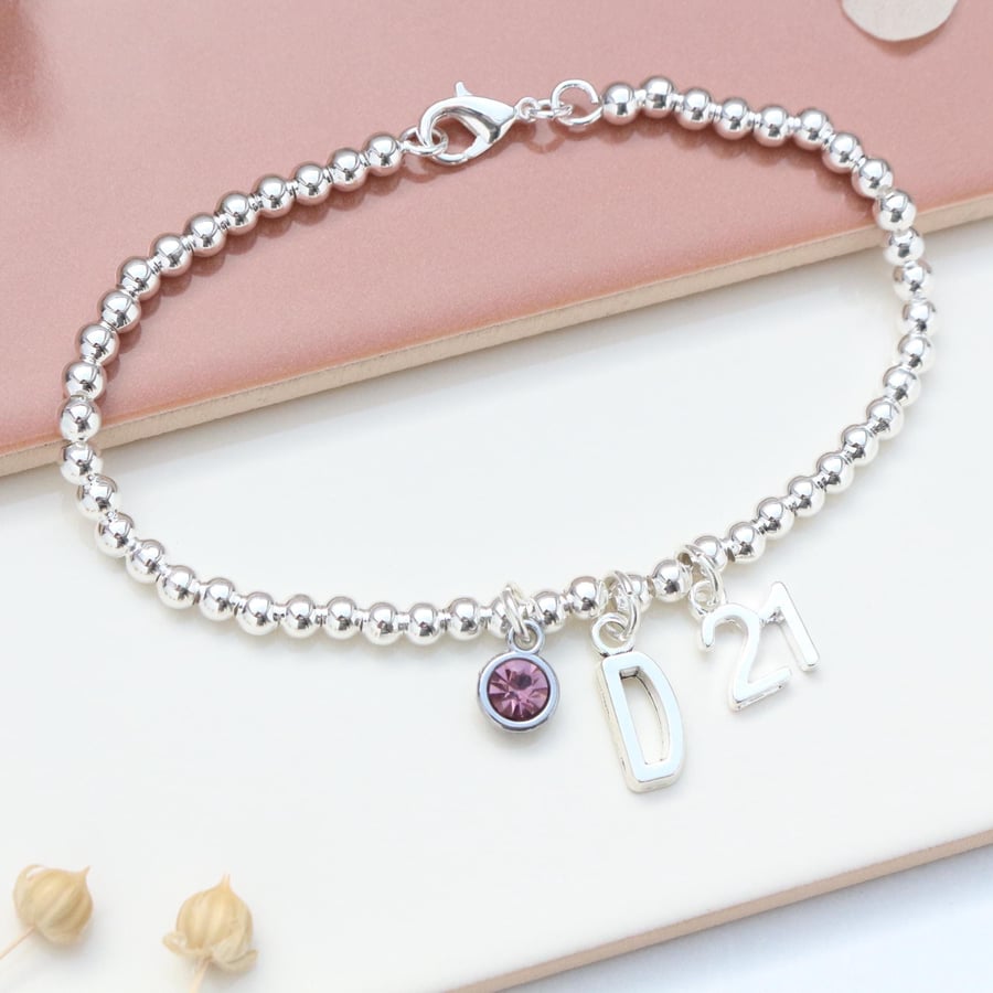Personalised 21st Birthday Charm Bracelet Folksy