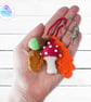 Red toadstool, acorn and oak leaves crochet bag charm. Toadstool keyring - Image 6