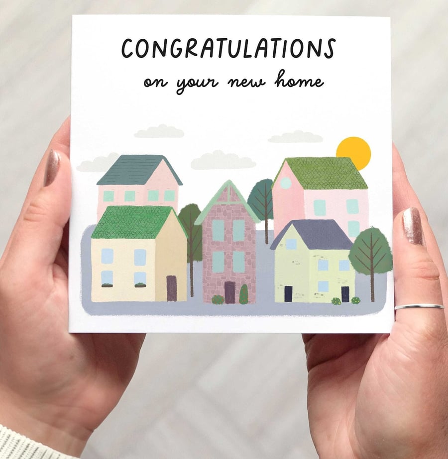 Congratulations on Your New Home Card, Illustrated New House Card