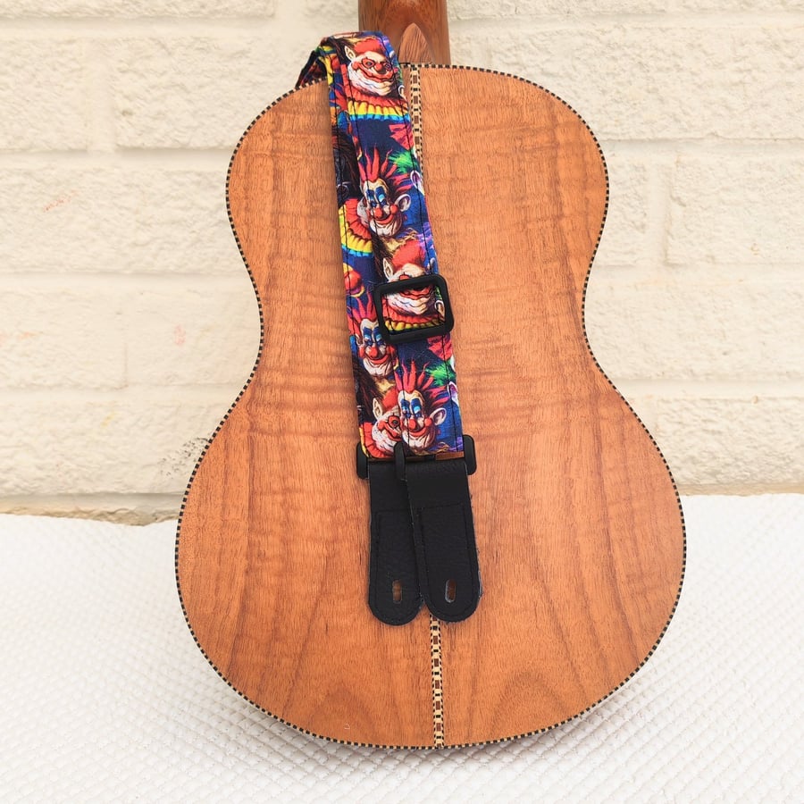 1 inch Wide Adjustable Ukulele Strap with Evil Clowns