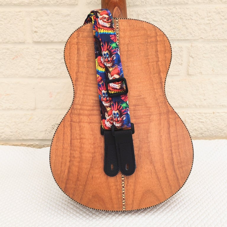 1 inch Wide Adjustable Ukulele Strap with Evil Clowns