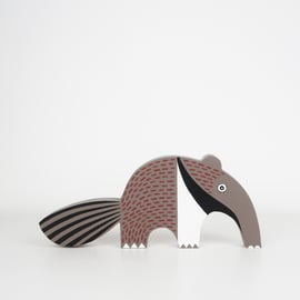 Anteater wooden ornament, jungle home decor, nursery decor.